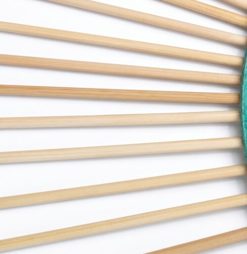Espelho Sol de Parede em Madeira de Bambu 75cm