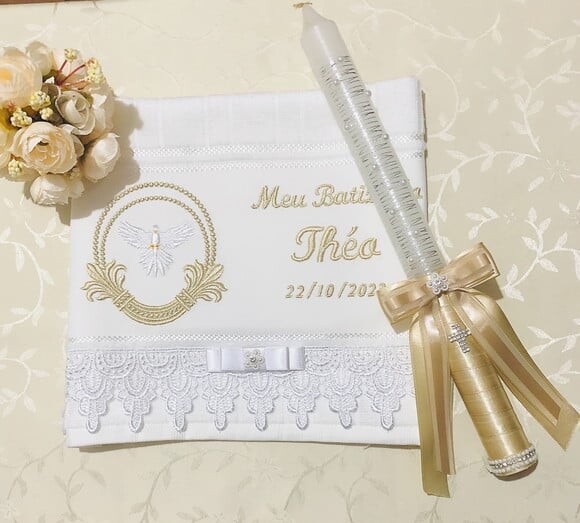 Kit de Batizado Customizados Toalha e Vela