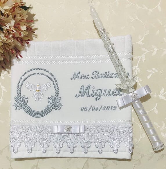 Kit de Batizado Customizados Toalha e Vela