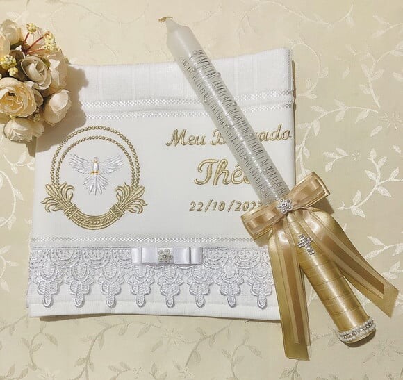 Kit de Batizado Customizados Toalha e Vela