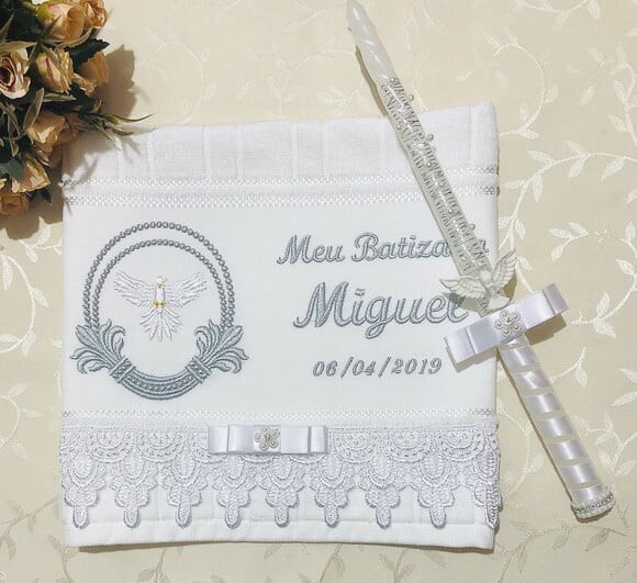 Kit de Batizado Customizados Toalha e Vela