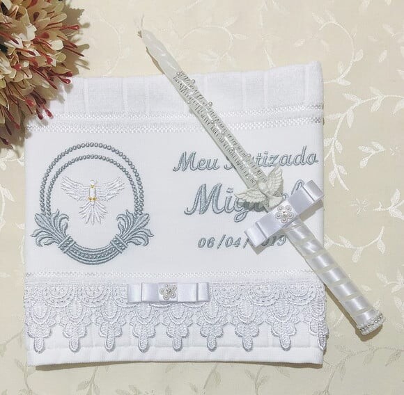 Kit de Batizado Customizados Toalha e Vela