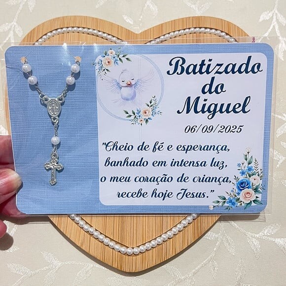 Mini Terço e Tag para Lembrancinha de Batizado