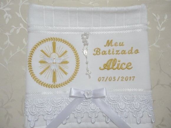 Toalha Batizado Bordada