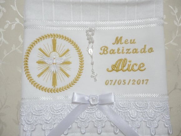 Toalha Batizado Bordada