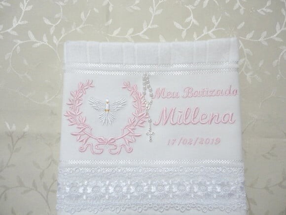 Toalha Bordada Batismo, Batizado, Toalha Personalizada