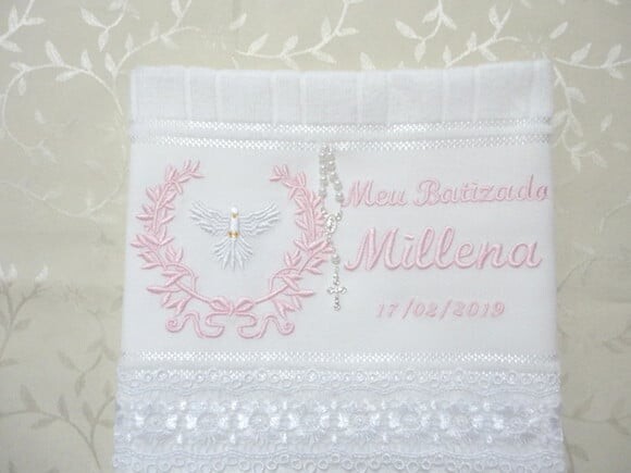 Toalha Bordada Batismo, Batizado, Toalha Personalizada