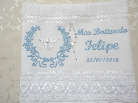 Toalha Bordada, Toalhinha Batizado, Toalha Batismo