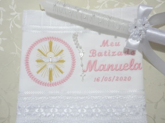 Toalha de Batizado e Vela