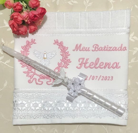 Toalha e Vela para Batismo