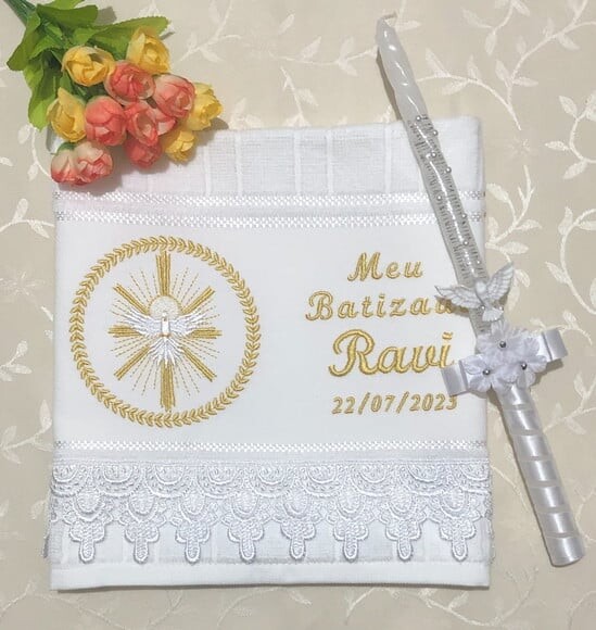 Toalha e Vela para Batizado