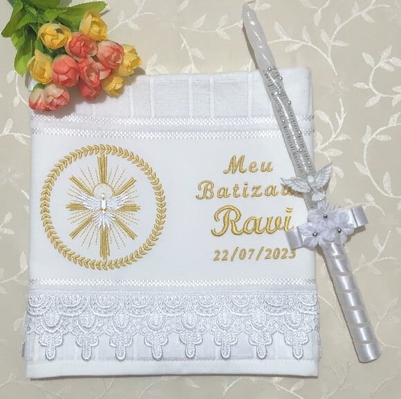 Toalha e Vela para Batizado