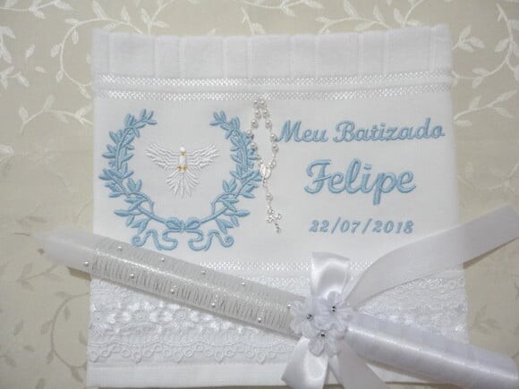 Toalha e Vela para Batizado
