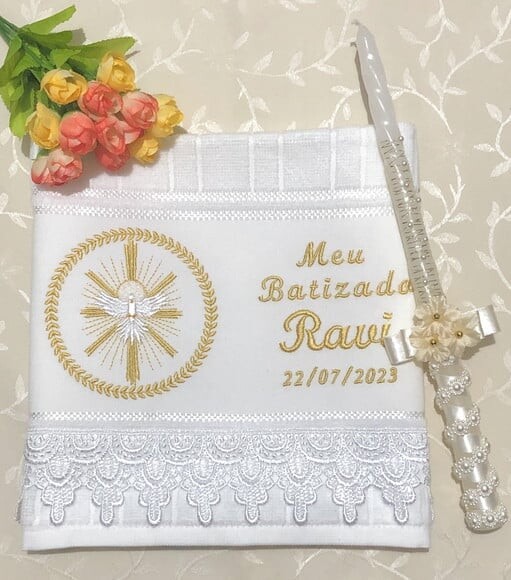 Toalha e Vela para Batizado