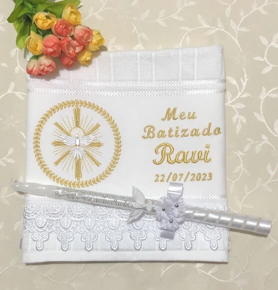 Toalha e Vela para Batizado