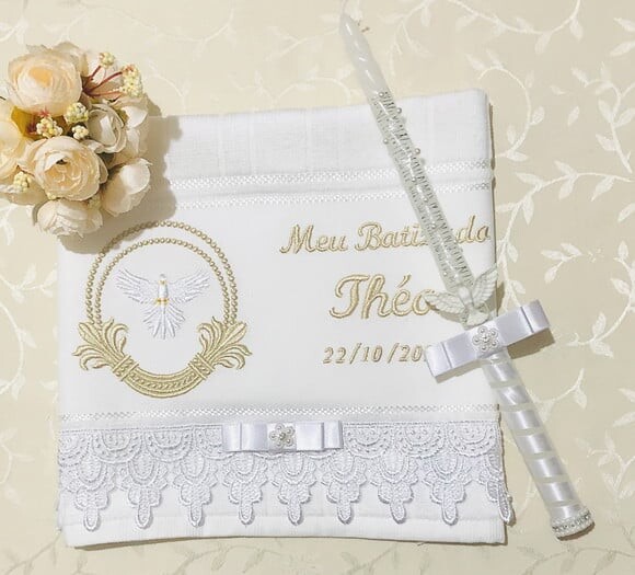 Vela de Batizado Decorada / Toalha Bordada Personalizada