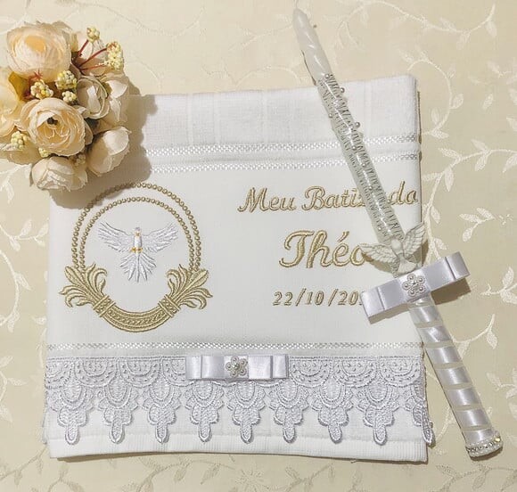 Vela de Batizado Decorada / Toalha Bordada Personalizada