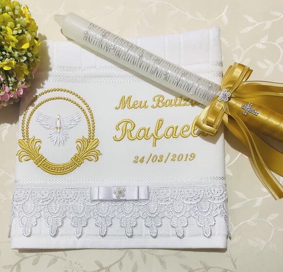 Vela de Batizado Decorada / Toalha Bordada Personalizada
