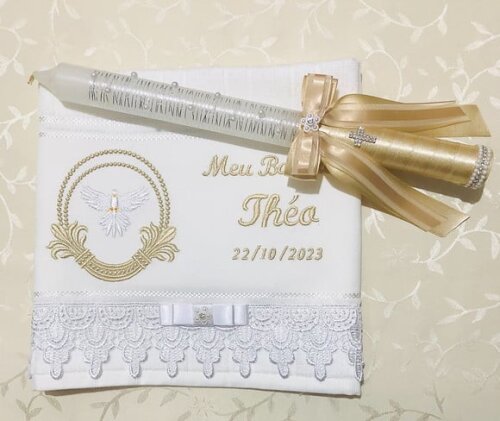 Kit de Batizado Customizados Toalha e Vela