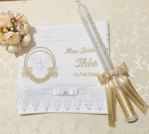 Kit de Batizado Customizados Toalha e Vela