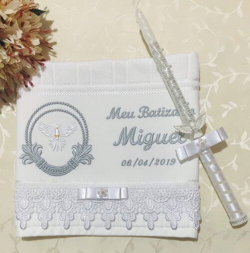 Kit de Batizado Customizados Toalha e Vela