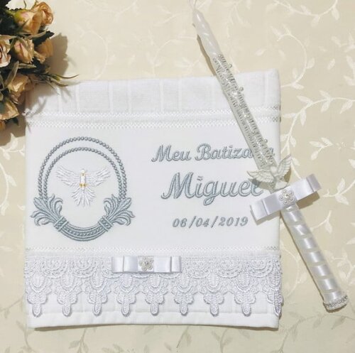 Kit de Batizado Customizados Toalha e Vela
