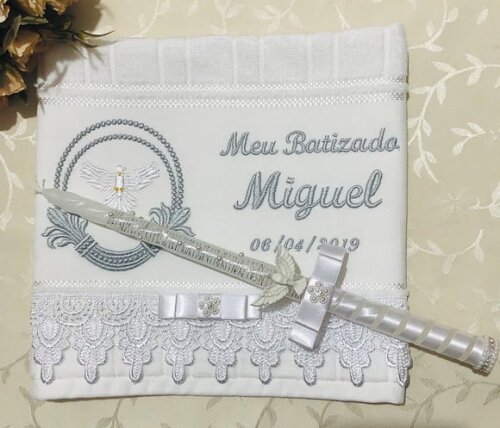 Kit de Batizado Customizados Toalha e Vela