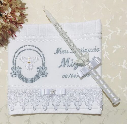 Kit de Batizado Customizados Toalha e Vela