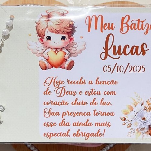 Lembrancinha de Batizado Cartão e Mini Terço
