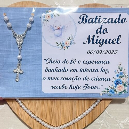 Mini Terço e Tag para Lembrancinha de Batizado