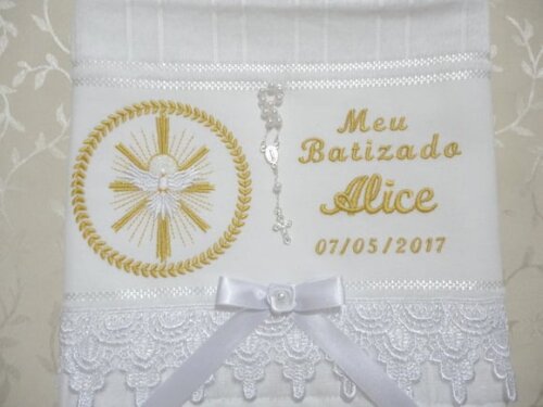 Toalha Batizado Bordada