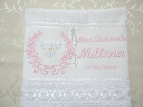 Toalha Bordada Batismo, Batizado, Toalha Personalizada