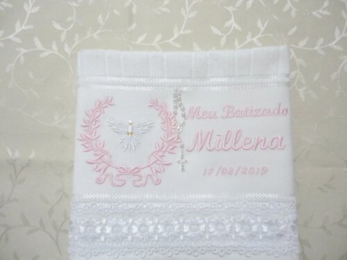 Toalha Bordada Batismo, Batizado, Toalha Personalizada