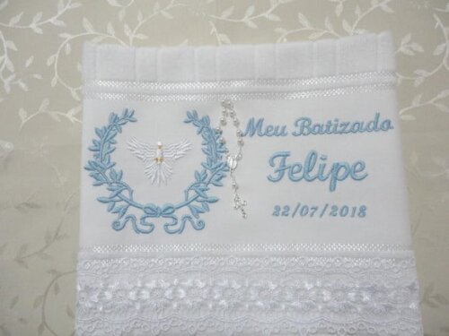 Toalha Bordada, Toalhinha Batizado, Toalha Batismo