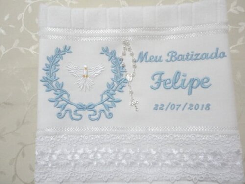 Toalha Bordada, Toalhinha Batizado, Toalha Batismo