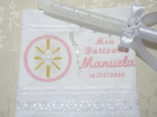 Toalha de Batizado e Vela