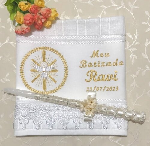 Toalha e Vela para Batizado