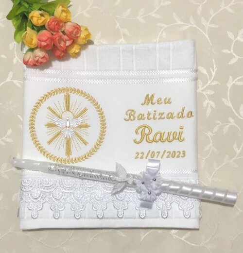 Toalha e Vela para Batizado