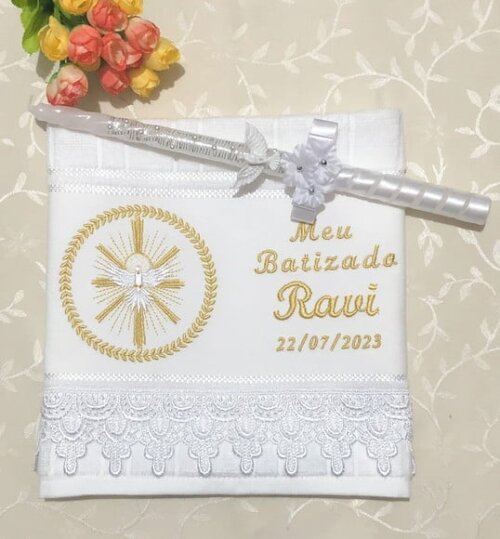 Toalha e Vela para Batizado