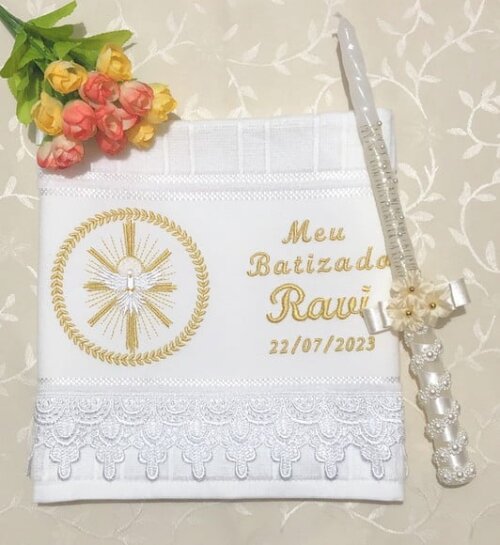 Toalha e Vela para Batizado