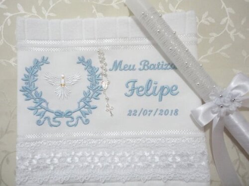 Toalha e Vela para Batizado