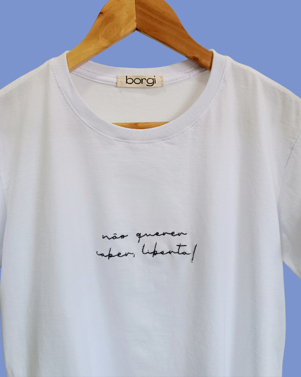 Camiseta Bordada - Personalizada com Frase