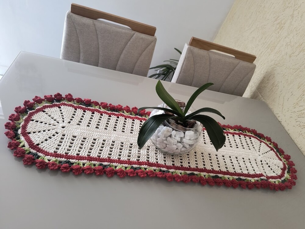Sousplat + trilho de mesa Tulipas Vermelhas