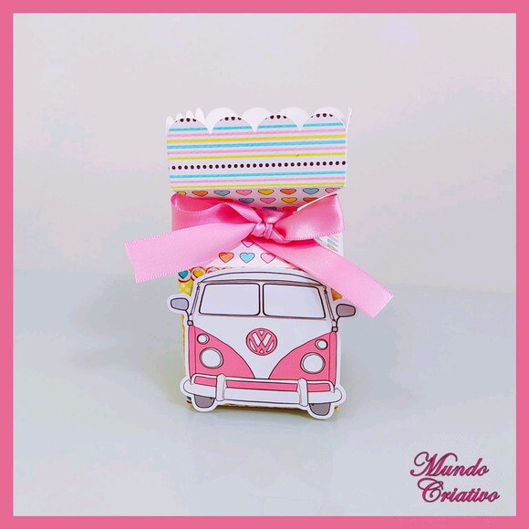 Caixa Meia Bala Kombi Rosa