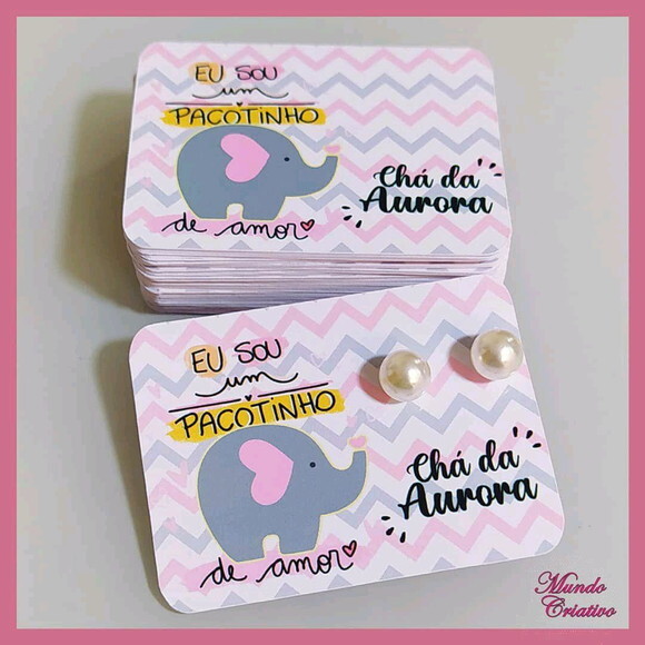 Lembrancinha Maternidade - Cartela de Brincos Chá de Bebê