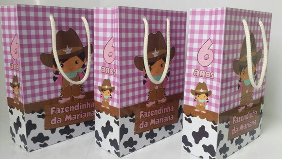 Sacolinha Personalizada fazendinha Rosa