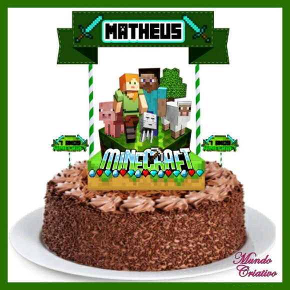 TOPO DE BOLO MINECRAFT
