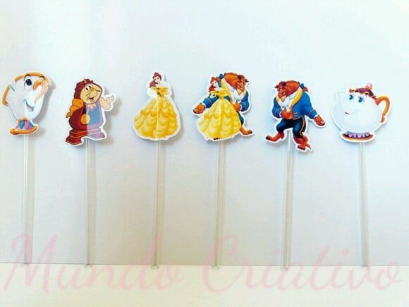 Toppers para docinhos A bela e a Fera