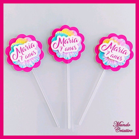 Toppers para docinhos Tie Dye