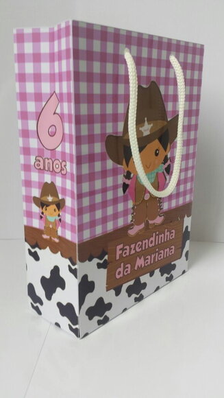 Sacolinha Personalizada fazendinha Rosa